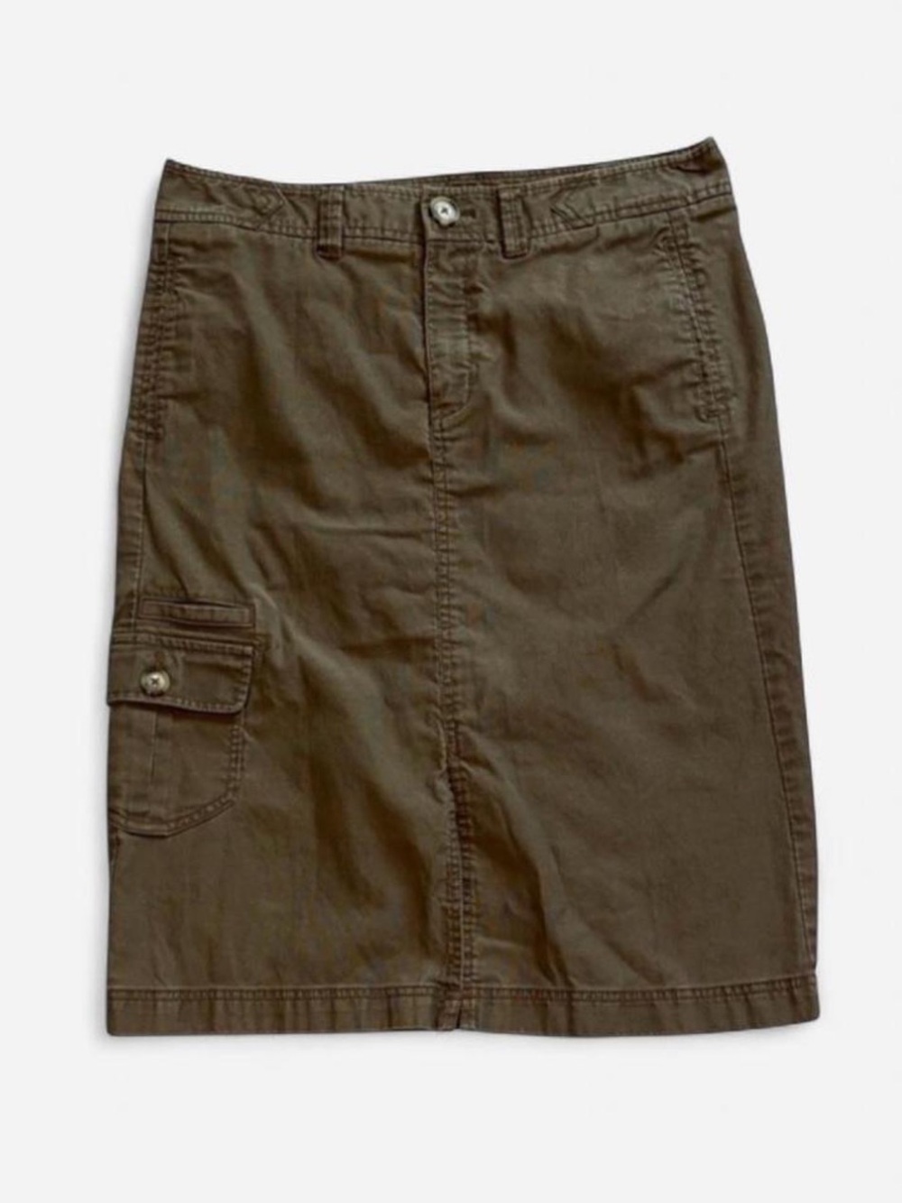Eddie Bauer Olive Utility Pocket Knee-Length Skirt
